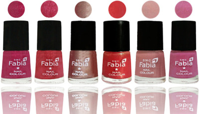 

FABIA Rich Toxic Free Perfection Shine Nail Polish Set of 6 (239201950) Magenta-Shock Pink Light-Light Nude-Red Orange-Shrimp Pastell-Light Plum(Pack of 6)