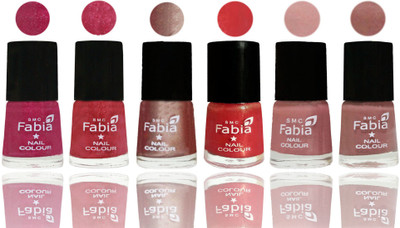 

FABIA Rich Toxic Free Perfection Shine Nail Polish Set of 6 (239201951) Magenta-Shock Pink Light-Light Nude-Red Orange-Shrimp Pastell-Nude(Pack of 6)