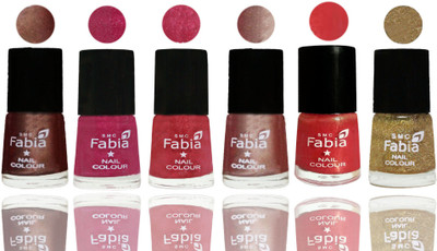 

FABIA Rich Toxic Free Perfection Shine Nail Polish Set of 6 (239201935) Light Coffee-Magenta-Shock Pink Light-Light Nude-Red Orange-Light Golden(Pack of 6)