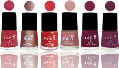 

FABIA Rich Toxic Free Perfection Shine Nail Polish Set of 6 (239202013) Shock Pink Light-Light Nude-Red Orange-Shrimp Pastell-Cherry Blossom-Light purple(Pack of 6)
