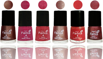 

FABIA Rich Toxic Free Perfection Shine Nail Polish Set of 6 (239201915) Light Coffee-Magenta-Shock Pink Light-Light Nude-Red Orange-Nude Pink(Pack of 6)