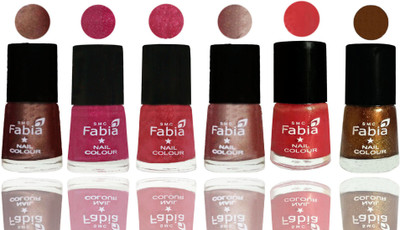 

FABIA Rich Toxic Free Perfection Shine Nail Polish Set of 6 (239201933) Light Coffee-Magenta-Shock Pink Light-Light Nude-Red Orange-Dark Golden(Pack of 6)