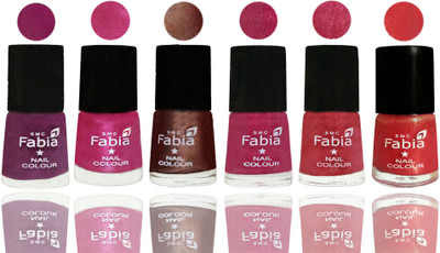 

FABIA Rich Toxic Free Perfection Shine Nail Polish Set of 6 (239201802) Shock Pink-Pink-Light Coffee-Magenta-Shock Pink Light-Red Orange(Pack of 6)