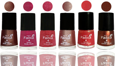 

FABIA Rich Toxic Free Perfection Shine Nail Polish Set of 6 (239201932) Light Coffee-Magenta-Shock Pink Light-Light Nude-Red Orange-Light Jerry Coffee(Pack of 6)