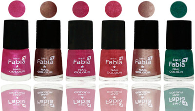 

FABIA Rich Toxic Free Perfection Shine Nail Polish Set of 6 (239201883) Pink-Light Coffee-Magenta-Shock Pink Light-Light Nude-Green(Pack of 6)