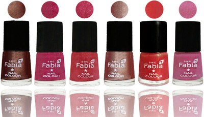 

FABIA Rich Toxic Free Perfection Shine Nail Polish Set of 6 (239201906) Light Coffee-Magenta-Shock Pink Light-Light Nude-Red Orange-Light Plum(Pack of 6)