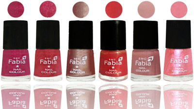 

FABIA Rich Toxic Free Perfection Shine Nail Polish Set of 6 (239201978) Magenta-Shock Pink Light-Light Nude-Red Orange-Shrimp Pastell-Jerry Peach(Pack of 6)