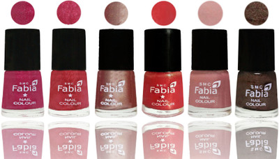 

FABIA Rich Toxic Free Perfection Shine Nail Polish Set of 6 (239201961) Magenta-Shock Pink Light-Light Nude-Red Orange-Shrimp Pastell-Dark Brown(Pack of 6)