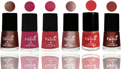 

FABIA Rich Toxic Free Perfection Shine Nail Polish Set of 6 (239201919) Light Coffee-Magenta-Shock Pink Light-Light Nude-Red Orange-Berry(Pack of 6)