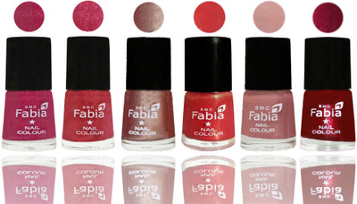 

FABIA Rich Toxic Free Perfection Shine Nail Polish Set of 6 (239201964) Magenta-Shock Pink Light-Light Nude-Red Orange-Shrimp Pastell-Dark Magenta(Pack of 6)