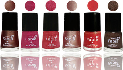 

FABIA Rich Toxic Free Perfection Shine Nail Polish Set of 6 (239201917) Light Coffee-Magenta-Shock Pink Light-Light Nude-Red Orange-Dark Brown(Pack of 6)