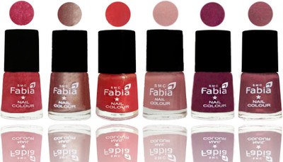 

FABIA Rich Toxic Free Perfection Shine Nail Polish Set of 6 (239201988) Shock Pink Light-Light Nude-Red Orange-Shrimp Pastell-Cherry Blossom-Dusty Pink(Pack of 6)