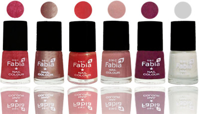 

FABIA Rich Toxic Free Perfection Shine Nail Polish Set of 6 (239202024) Shock Pink Light-Light Nude-Red Orange-Shrimp Pastell-Cherry Blossom-White(Pack of 6)