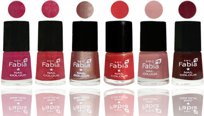 

FABIA Rich Toxic Free Perfection Shine Nail Polish Set of 6 (239201967) Magenta-Shock Pink Light-Light Nude-Red Orange-Shrimp Pastell-Royal Red(Pack of 6)