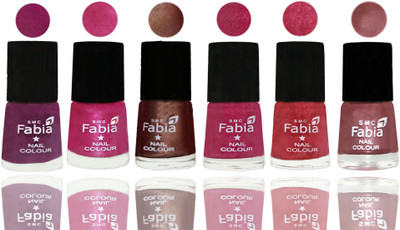 

FABIA Rich Toxic Free Perfection Shine Nail Polish Set of 6 (239201808) Shock Pink-Pink-Light Coffee-Magenta-Shock Pink Light-Lip(Pack of 6)