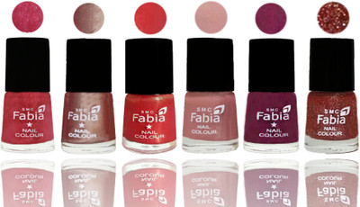 

FABIA Rich Toxic Free Perfection Shine Nail Polish Set of 6 (239202016) Shock Pink Light-Light Nude-Red Orange-Shrimp Pastell-Cherry Blossom-Jerry Wine(Pack of 6)