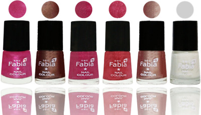 

FABIA Rich Toxic Free Perfection Shine Nail Polish Set of 6 (239201892) Pink-Light Coffee-Magenta-Shock Pink Light-Light Nude-White(Pack of 6)