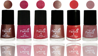 

FABIA Rich Toxic Free Perfection Shine Nail Polish Set of 6 (239201916) Light Coffee-Magenta-Shock Pink Light-Light Nude-Red Orange-Light pink(Pack of 6)