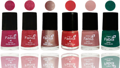 

FABIA Rich Toxic Free Perfection Shine Nail Polish Set of 6 (239201972) Magenta-Shock Pink Light-Light Nude-Red Orange-Shrimp Pastell-Green(Pack of 6)