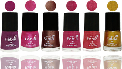 

FABIA Rich Toxic Free Perfection Shine Nail Polish Set of 6 (239201840) Shock Pink-Pink-Light Coffee-Magenta-Shock Pink Light-Jerry Golden(Pack of 6)