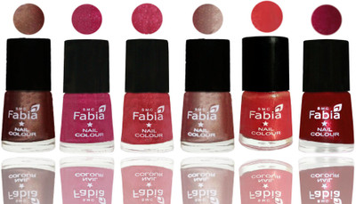 

FABIA Rich Toxic Free Perfection Shine Nail Polish Set of 6 (239201920) Light Coffee-Magenta-Shock Pink Light-Light Nude-Red Orange-Dark Magenta(Pack of 6)