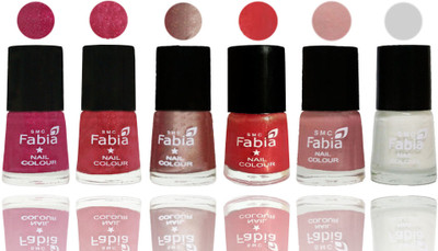 

FABIA Rich Toxic Free Perfection Shine Nail Polish Set of 6 (239201981) Magenta-Shock Pink Light-Light Nude-Red Orange-Shrimp Pastell-White(Pack of 6)