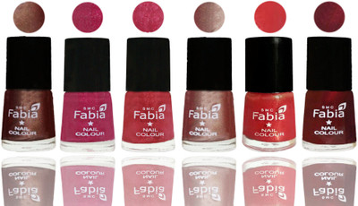 

FABIA Rich Toxic Free Perfection Shine Nail Polish Set of 6 (239201910) Light Coffee-Magenta-Shock Pink Light-Light Nude-Red Orange-Maroon(Pack of 6)