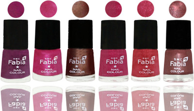 

FABIA Rich Toxic Free Perfection Shine Nail Polish Set of 6 (239201811) Shock Pink-Pink-Light Coffee-Magenta-Shock Pink Light-Dark Red Chrome(Pack of 6)