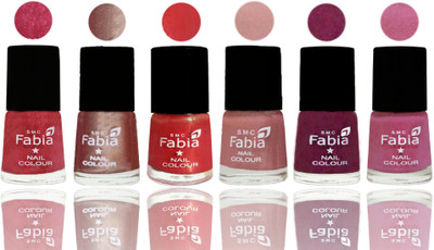 

FABIA Rich Toxic Free Perfection Shine Nail Polish Set of 6 (239201993) Shock Pink Light-Light Nude-Red Orange-Shrimp Pastell-Cherry Blossom-Light Plum(Pack of 6)