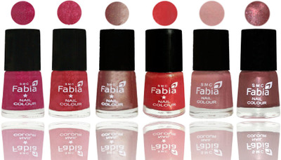 

FABIA Rich Toxic Free Perfection Shine Nail Polish Set of 6 (239201946) Magenta-Shock Pink Light-Light Nude-Red Orange-Shrimp Pastell-Dark Red Chrome(Pack of 6)