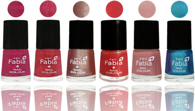 

FABIA Rich Toxic Free Perfection Shine Nail Polish Set of 6 (239201941) Magenta-Shock Pink Light-Light Nude-Red Orange-Shrimp Pastell-Denim(Pack of 6)