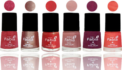

FABIA Rich Toxic Free Perfection Shine Nail Polish Set of 6 (239201990) Shock Pink Light-Light Nude-Red Orange-Shrimp Pastell-Cherry Blossom-Peach(Pack of 6)