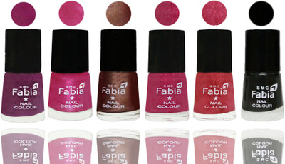 

FABIA Rich Toxic Free Perfection Shine Nail Polish Set of 6 (239201845) Shock Pink-Pink-Light Coffee-Magenta-Shock Pink Light-Black(Pack of 6)