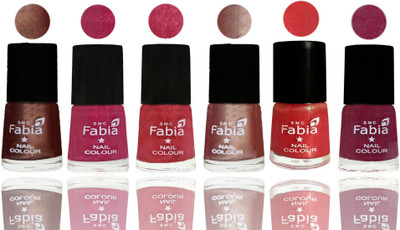 

FABIA Rich Toxic Free Perfection Shine Nail Polish Set of 6 (239201921) Light Coffee-Magenta-Shock Pink Light-Light Nude-Red Orange-Rose Pink(Pack of 6)