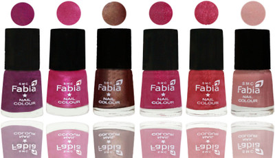 

FABIA Rich Toxic Free Perfection Shine Nail Polish Set of 6 (239201803) Shock Pink-Pink-Light Coffee-Magenta-Shock Pink Light-Shrimp Pastell(Pack of 6)