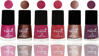 

FABIA Rich Toxic Free Perfection Shine Nail Polish Set of 6 (239201879) Pink-Light Coffee-Magenta-Shock Pink Light-Light Nude-Brinjal Purple(Pack of 6)