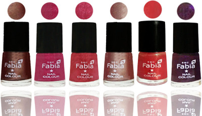 

FABIA Rich Toxic Free Perfection Shine Nail Polish Set of 6 (239201922) Light Coffee-Magenta-Shock Pink Light-Light Nude-Red Orange-Dark Purple(Pack of 6)
