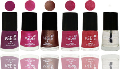 

FABIA Rich Toxic Free Perfection Shine Nail Polish Set of 6 (239201847) Shock Pink-Pink-Light Coffee-Magenta-Shock Pink Light-Top Coat(Pack of 6)