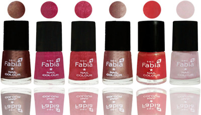 

FABIA Rich Toxic Free Perfection Shine Nail Polish Set of 6 (239201908) Light Coffee-Magenta-Shock Pink Light-Light Nude-Red Orange-Lychee(Pack of 6)