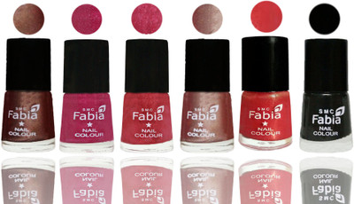 

FABIA Rich Toxic Free Perfection Shine Nail Polish Set of 6 (239201936) Light Coffee-Magenta-Shock Pink Light-Light Nude-Red Orange-Black(Pack of 6)
