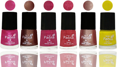 

FABIA Rich Toxic Free Perfection Shine Nail Polish Set of 6 (239201880) Pink-Light Coffee-Magenta-Shock Pink Light-Light Nude-Yellow(Pack of 6)