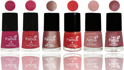 

FABIA Rich Toxic Free Perfection Shine Nail Polish Set of 6 (239201943) Magenta-Shock Pink Light-Light Nude-Red Orange-Shrimp Pastell-Lip(Pack of 6)
