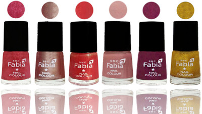 

FABIA Rich Toxic Free Perfection Shine Nail Polish Set of 6 (239202018) Shock Pink Light-Light Nude-Red Orange-Shrimp Pastell-Cherry Blossom-Jerry Golden(Pack of 6)