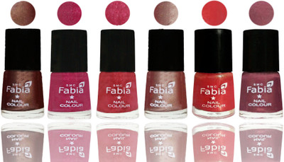 

FABIA Rich Toxic Free Perfection Shine Nail Polish Set of 6 (239201901) Light Coffee-Magenta-Shock Pink Light-Light Nude-Red Orange-Dusty Pink(Pack of 6)
