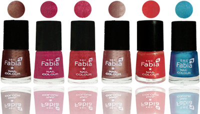 

FABIA Rich Toxic Free Perfection Shine Nail Polish Set of 6 (239201897) Light Coffee-Magenta-Shock Pink Light-Light Nude-Red Orange-Denim(Pack of 6)