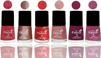 

FABIA Rich Toxic Free Perfection Shine Nail Polish Set of 6 (239201999) Shock Pink Light-Light Nude-Red Orange-Shrimp Pastell-Cherry Blossom-Rani(Pack of 6)