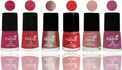 

FABIA Rich Toxic Free Perfection Shine Nail Polish Set of 6 (239201956) Magenta-Shock Pink Light-Light Nude-Red Orange-Shrimp Pastell-Rani(Pack of 6)