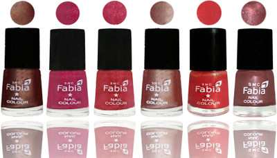 

FABIA Rich Toxic Free Perfection Shine Nail Polish Set of 6 (239201902) Light Coffee-Magenta-Shock Pink Light-Light Nude-Red Orange-Dark Red Chrome(Pack of 6)