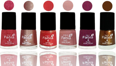 

FABIA Rich Toxic Free Perfection Shine Nail Polish Set of 6 (239202020) Shock Pink Light-Light Nude-Red Orange-Shrimp Pastell-Cherry Blossom-Dark Golden(Pack of 6)