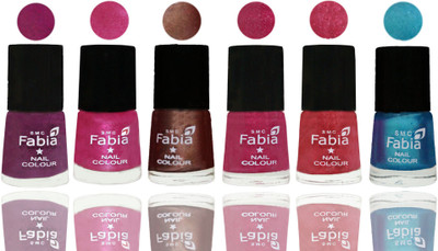 

FABIA Rich Toxic Free Perfection Shine Nail Polish Set of 6 (239201806) Shock Pink-Pink-Light Coffee-Magenta-Shock Pink Light-Denim(Pack of 6)